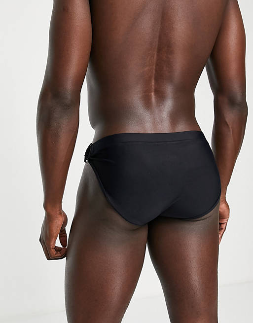 Mens Clothing Underwear Boxers briefs ASOS Swim Brief With Ring Detail in Black for Men 