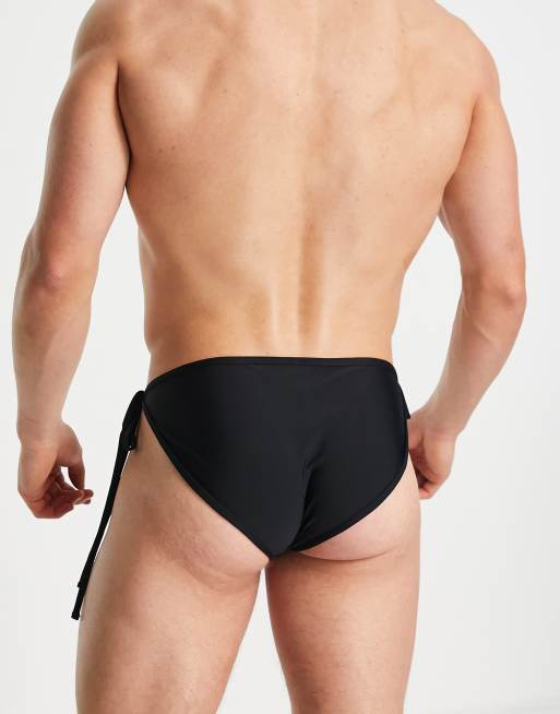 ASOS DESIGN swim briefs with tie sides in black ASOS