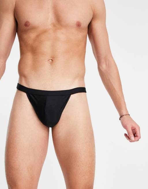 ASOS men black cotton stretch G-string Thong underwear size M L XL