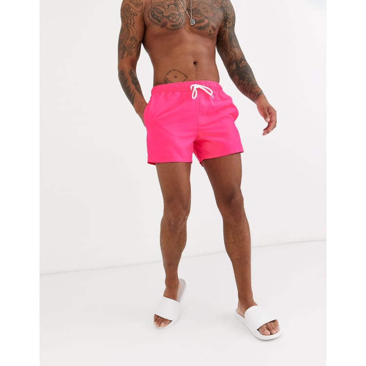 ASOS DESIGN swim short in neon pink short length ASOS