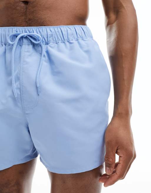 ASOS DESIGN swim short in short length in blue , 3 of 4
