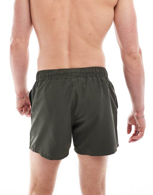 ASOS DESIGN swim short in short length in khaki , 4 of 4