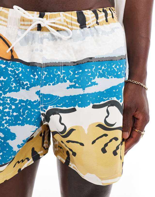 ASOS DESIGN - swim short in short length in location print