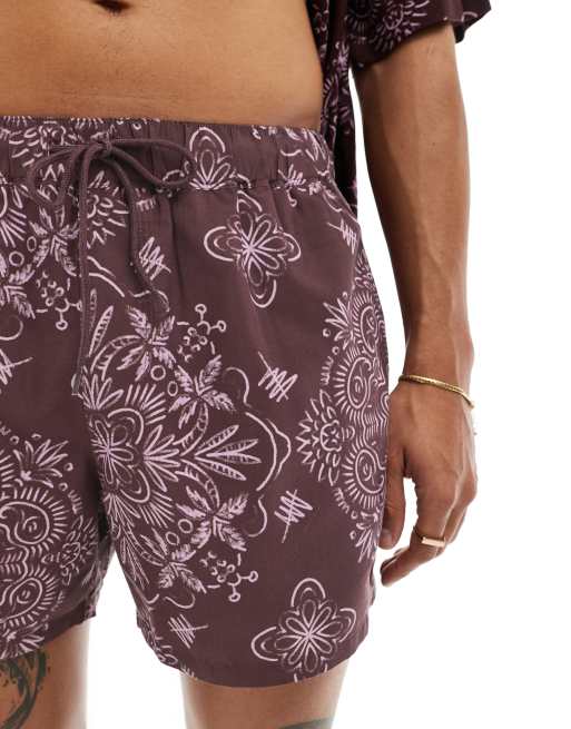ASOS DESIGN swim shorts in bandana print part of a set