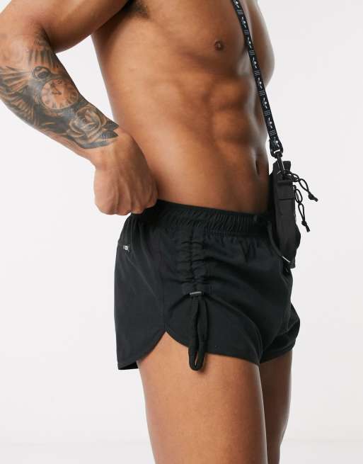 ASOS DESIGN swim shorts in super short length in black