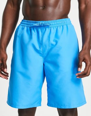 Asos Design Swim Shorts In Blue Long Length