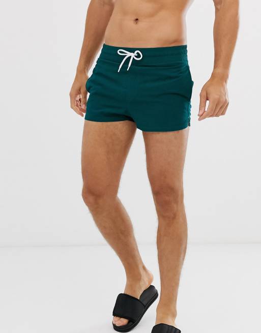ASOS DESIGN swim shorts in green super short length ASOS