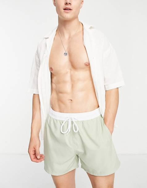 Mens Clothing Beachwear Boardshorts and swim shorts ASOS Synthetic Swim Shorts in White for Men 