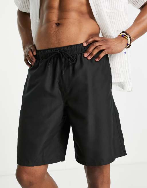 ASOS DESIGN smart longer length shorts in black