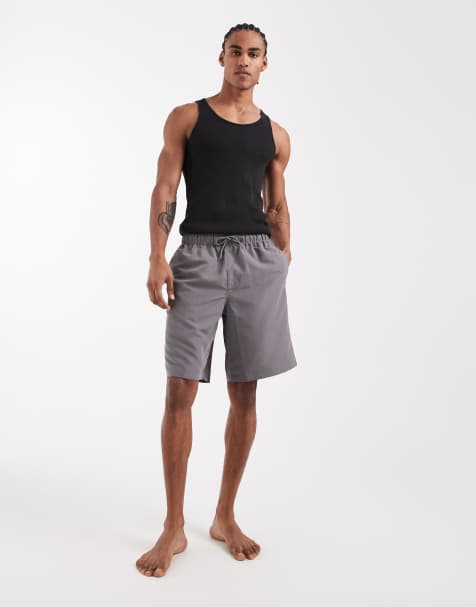 ASOS DESIGN swim shorts in long length in grey - view 1