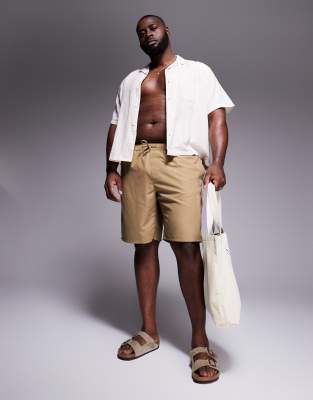 Asos Design Swim Shorts In Neutral