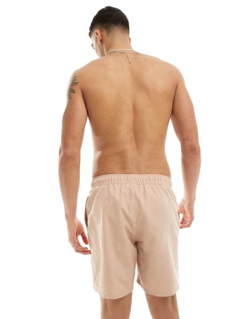 ASOS DESIGN swim shorts in mid length in beige, 2 of 4