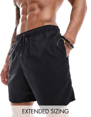 Asos Design Swim Shorts In Mid Length In Black