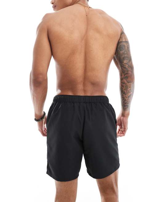 ASOS DESIGN swim shorts in mid length in black