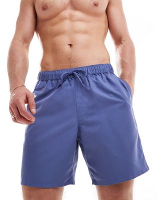 ASOS DESIGN swim shorts in mid length in blue