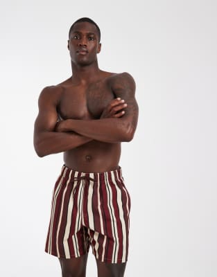 Asos Design Swim Shorts In Brown