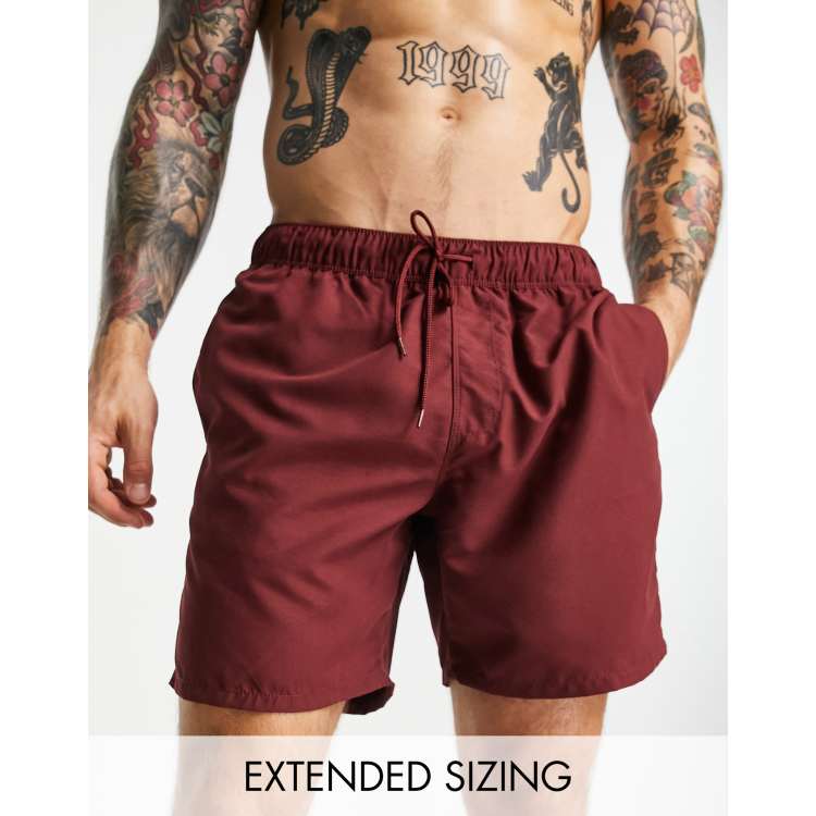 Louis Red Shorts - Mid Thigh Length Men Swim Shorts