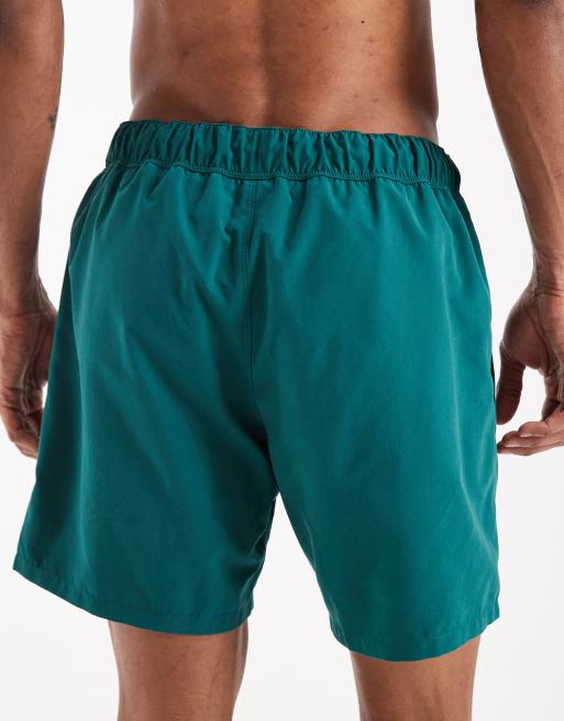 ASOS DESIGN swim shorts in mid length in dark green, 4 of 5
