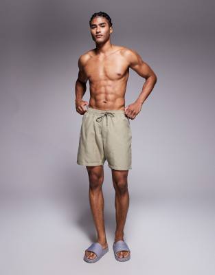 Asos Design Swim Shorts In Green