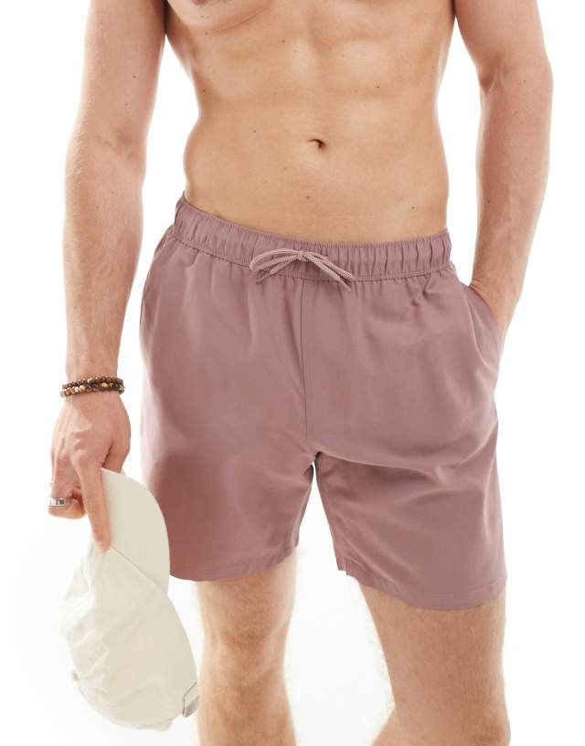 ASOS DESIGN - swim shorts in mid length in mauve