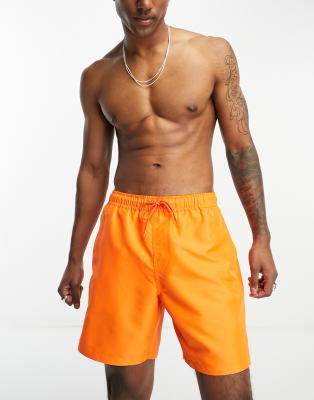 ASOS DESIGN swim shorts in mid length in orange - ASOS Price Checker