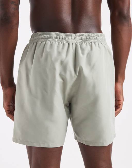 ASOS DESIGN swim shorts in mid length in sage green, 5 of 5