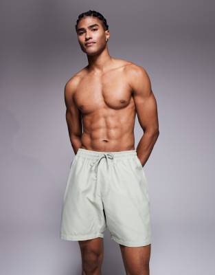 Asos Design Swim Shorts In Gray