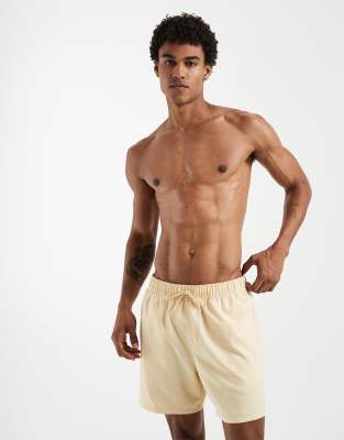 Asos Design Swim Shorts In Yellow