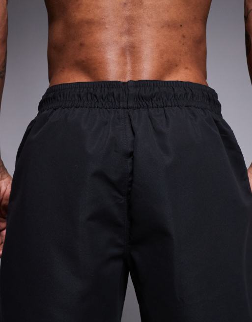 ASOS DESIGN swim shorts in mid length with embroidery in black, 5 of 5