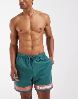 Asos Design Swim Shorts In Green