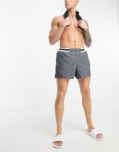 ASOS DESIGN 2 pack swim shorts in super short length in blue/gray SAVE
