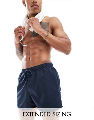 Asos Design Swim Shorts In Navy Mid Length