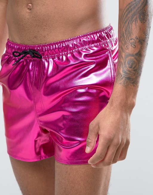 shiny pink shorts