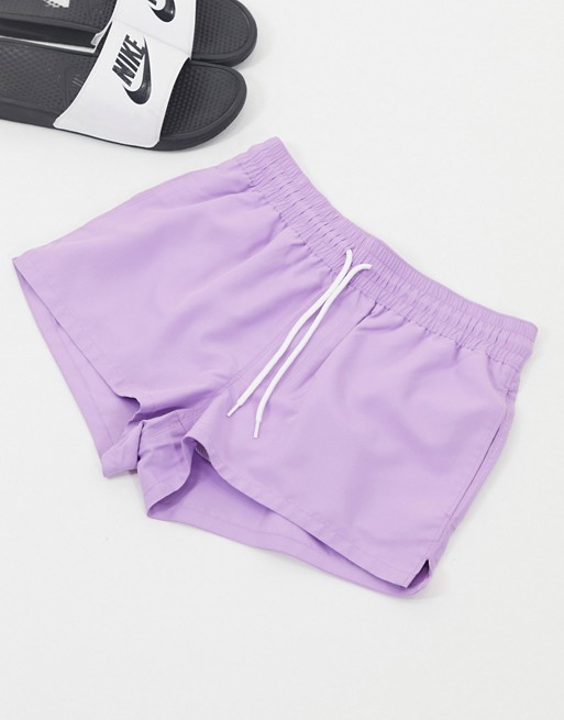 ASOS DESIGN swim shorts in purple super short length save