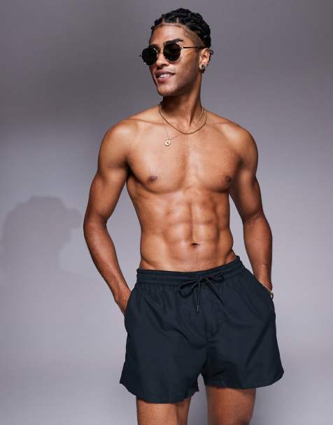 ASOS DESIGN swim shorts in short length in black - view 1