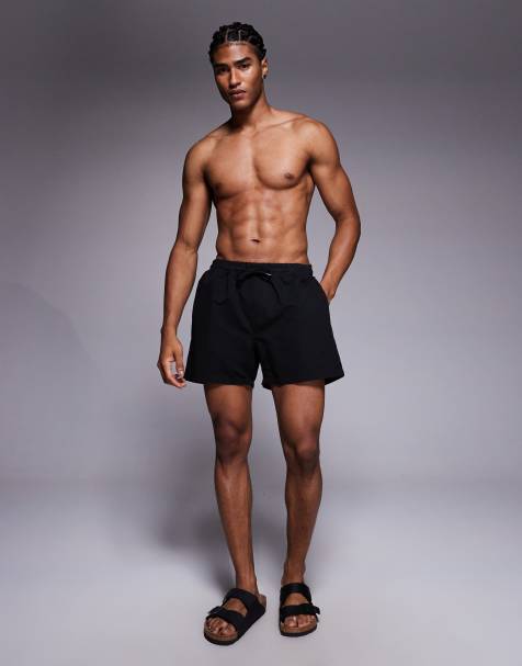 ASOS DESIGN swim shorts in short length in black - view 2