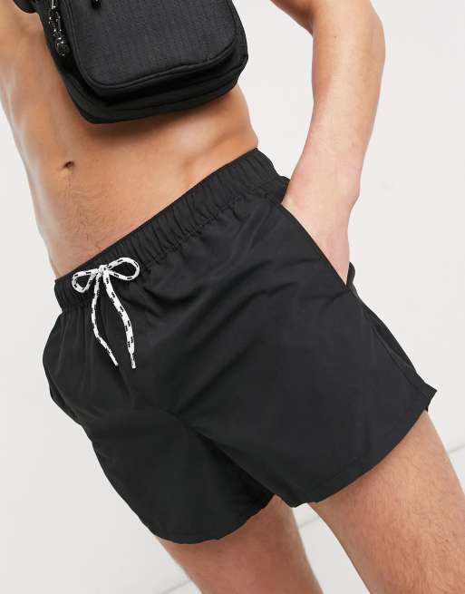 Asos Design Swim Shorts In Short Length In Black Asos 