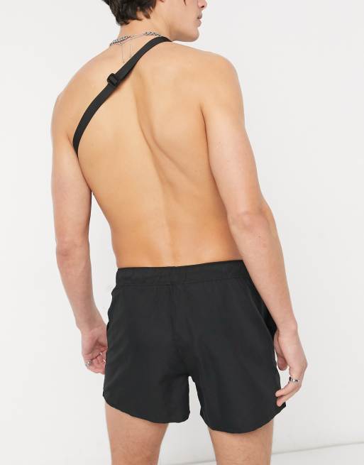 ASOS DESIGN swim shorts in short length in black