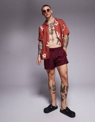 Asos Design Swim Shorts In Red