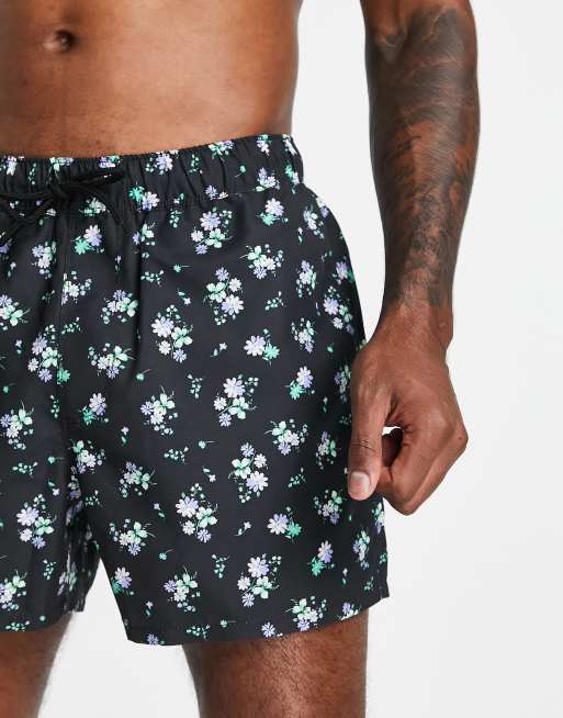 ASOS DESIGN swim shorts in short length in floral print, 3 of 4