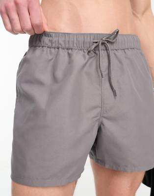 ASOS DESIGN swim shorts in short length in grey - ASOS Price Checker