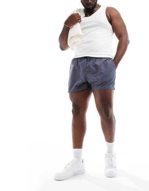 ASOS DESIGN swim shorts in short length in gray