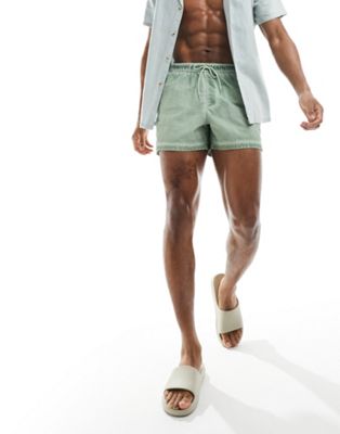 Asos Design Swim Shorts In Short Length In Green