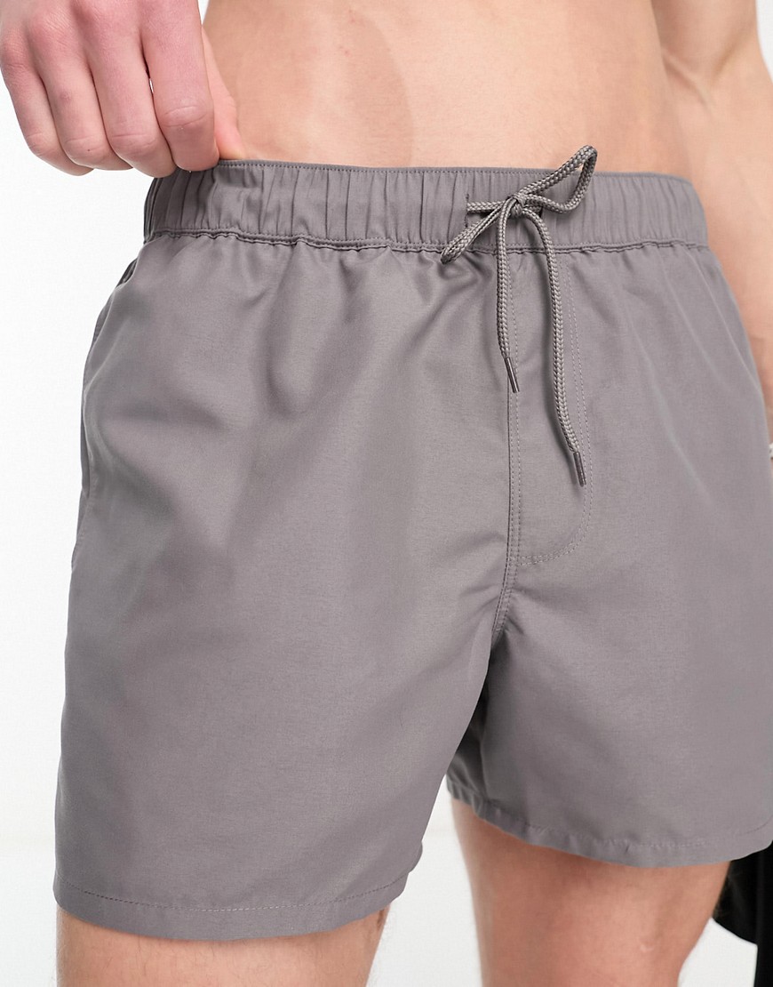 ASOS DESIGN swim shorts in short length in grey