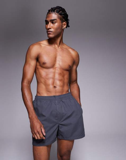 ASOS DESIGN swim shorts in short length in grey - view 1