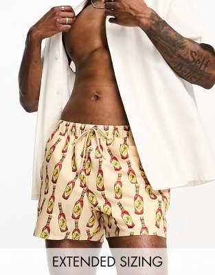 ASOS DESIGN ASOS DESIGN swim shorts in short length in hot sauce print-Multi