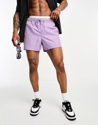 ASOS DESIGN swim shorts in short length in lilac - ASOS Price Checker