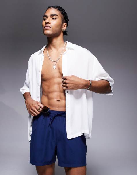 ASOS DESIGN swim shorts in short length in navy - view 1