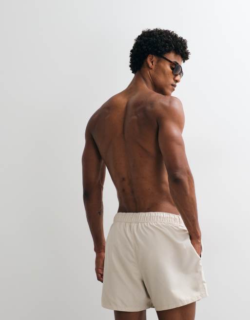 ASOS DESIGN swim shorts in short length in stone, 5 of 5