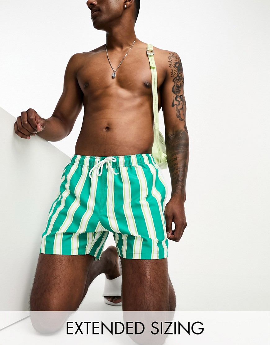ASOS DESIGN swim shorts in short length in stripe-Multi